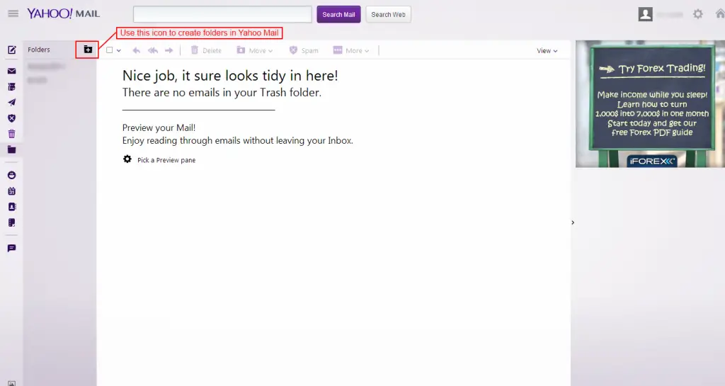 Creating Folders in Yahoo