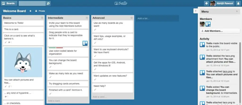 Trello Web Application Design