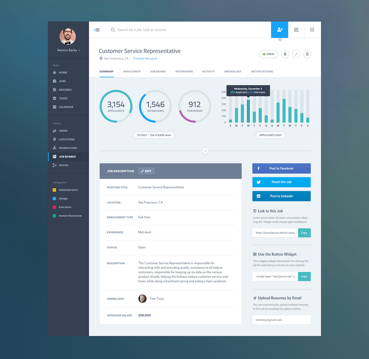 40 Visually Stunning Dashboard Design Examples   Job Summary 